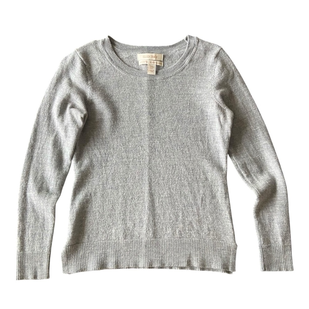Ellen Tracy Natural Fibers 100% Extra Fine Merino Wool Women’s Grey Sweater Sz M